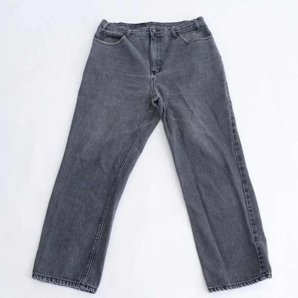 Vintage Stash Black Slight Fade High Waisted Straight Leg Denim Jeans Size 38X30 - Picture 1 of 12